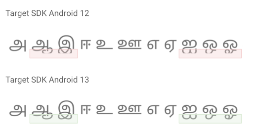 Android 13 improves the display of non-Latin scripts